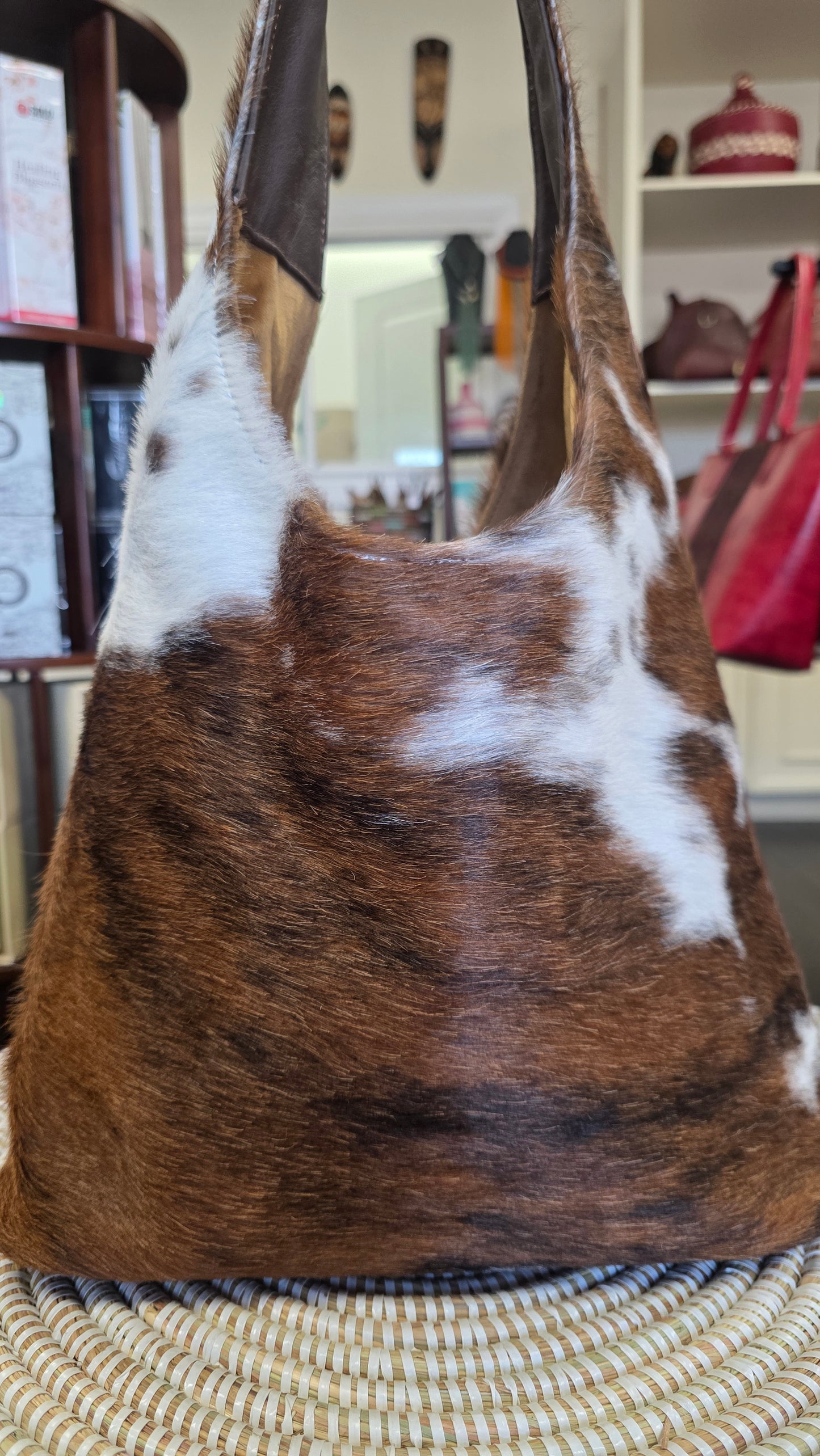 Leather Hobo Bag with hair