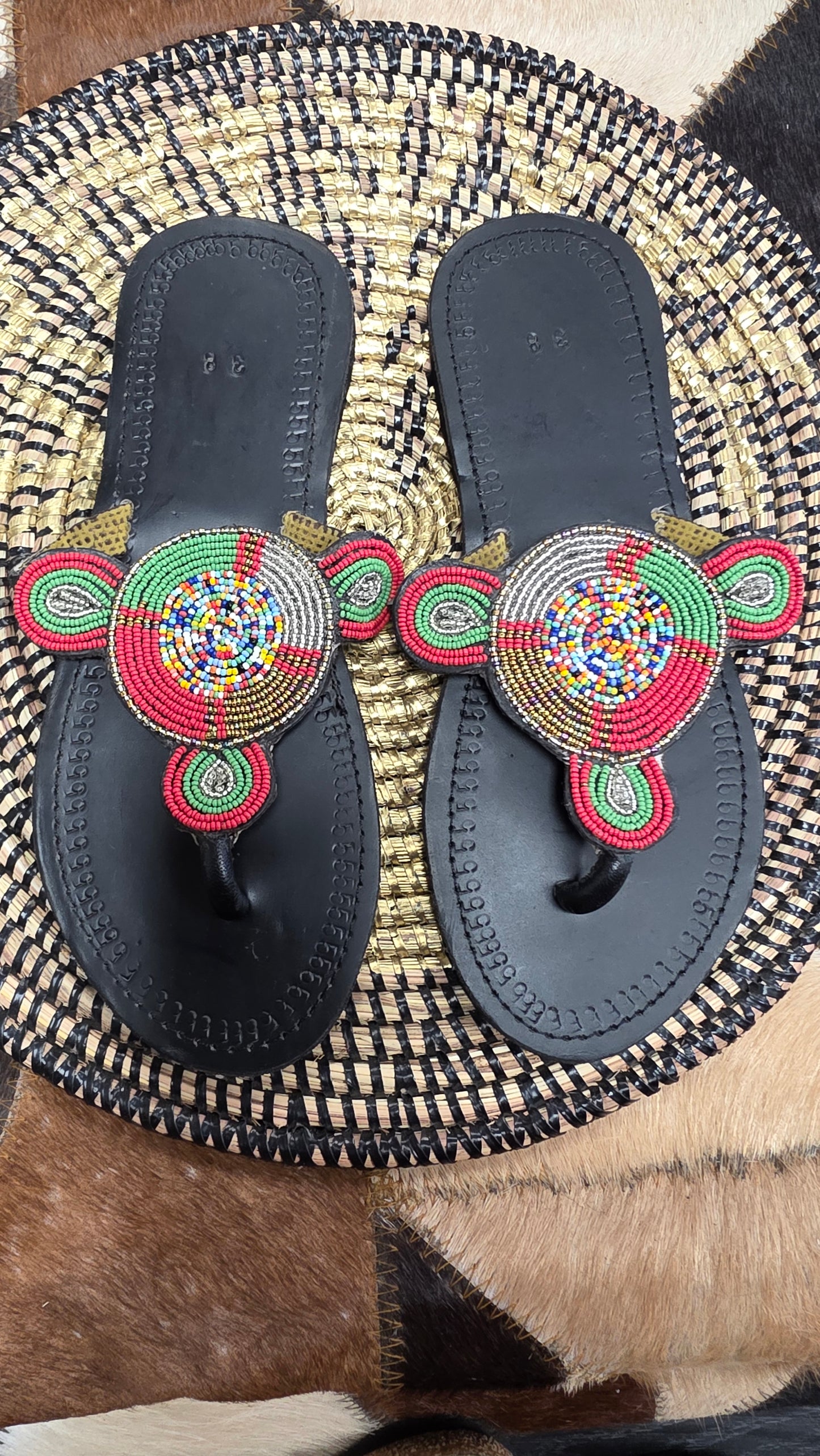 Rainbow Maasai Beads Slippers