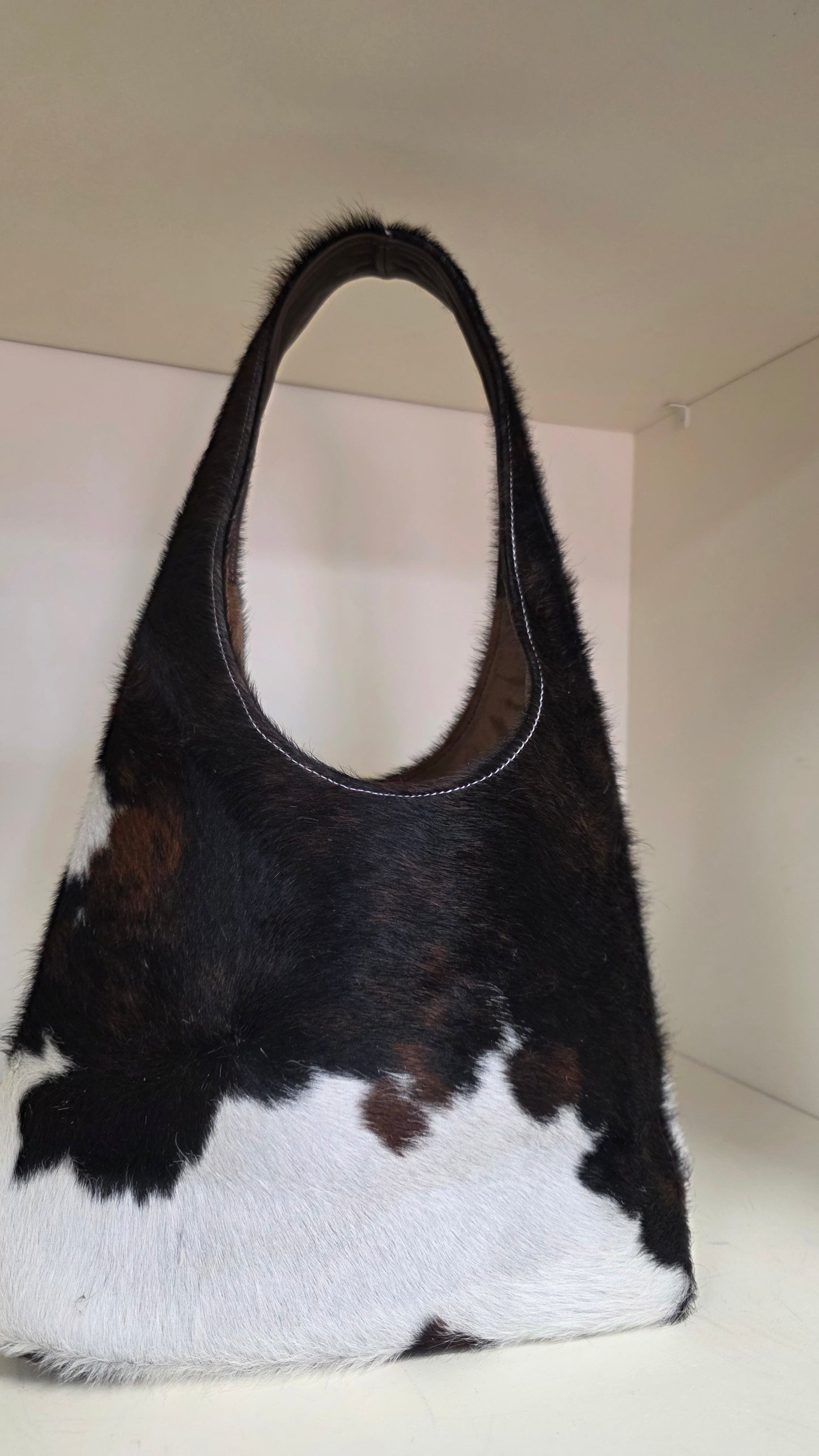 Leather Hobo Bag with hair