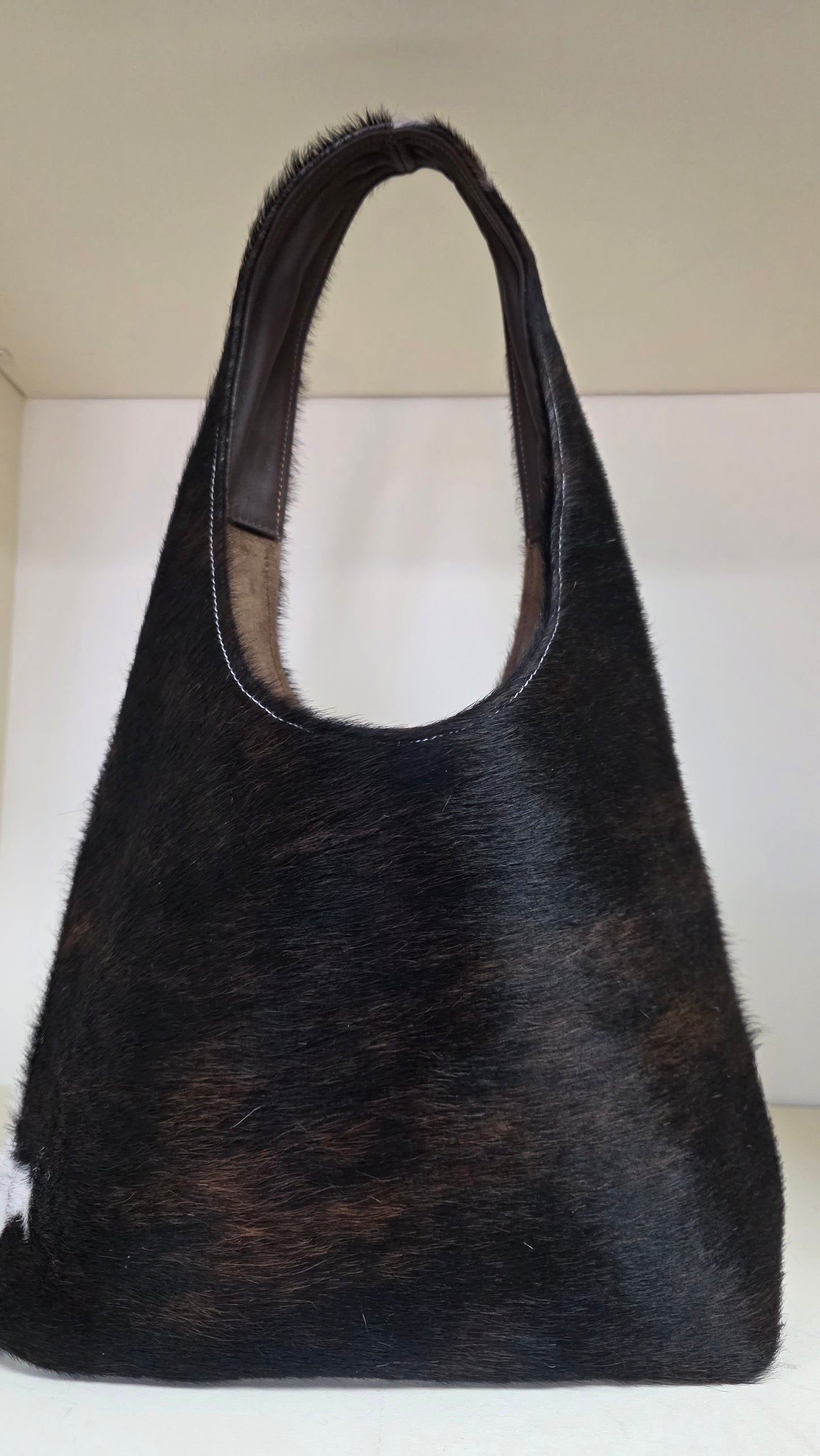 Leather Hobo Bag with hair
