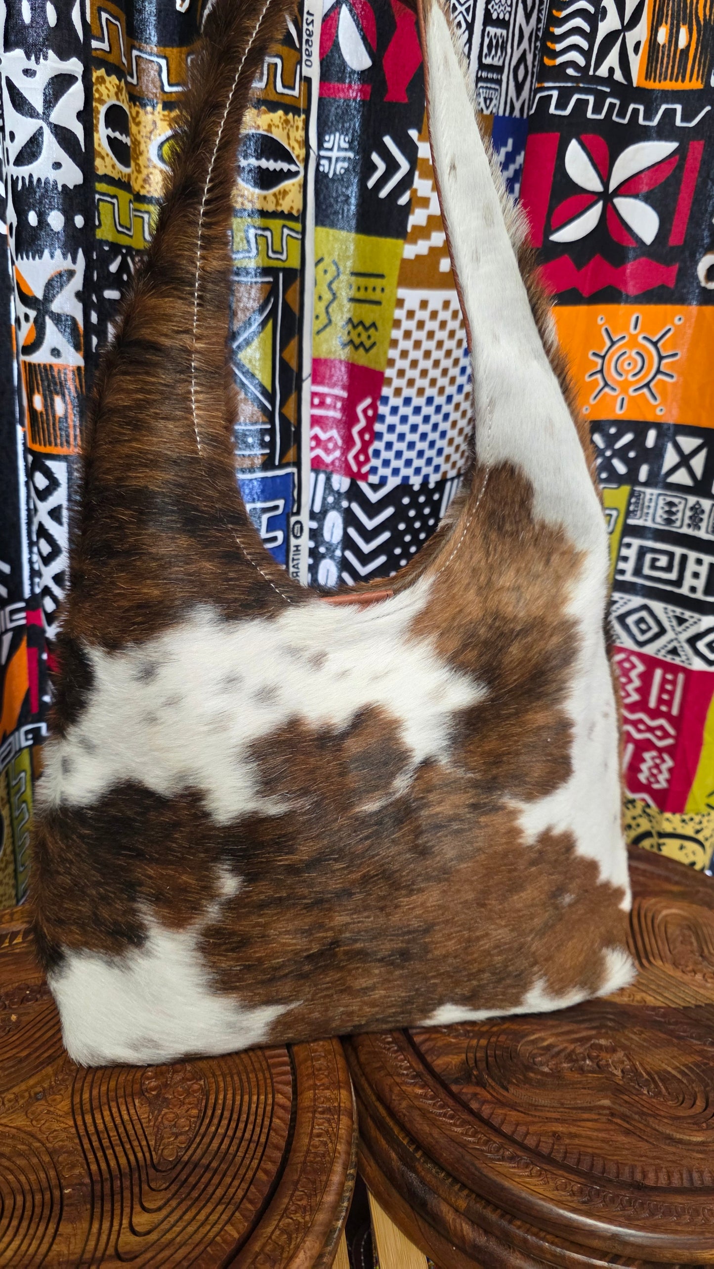Leather Hobo Bag with hair