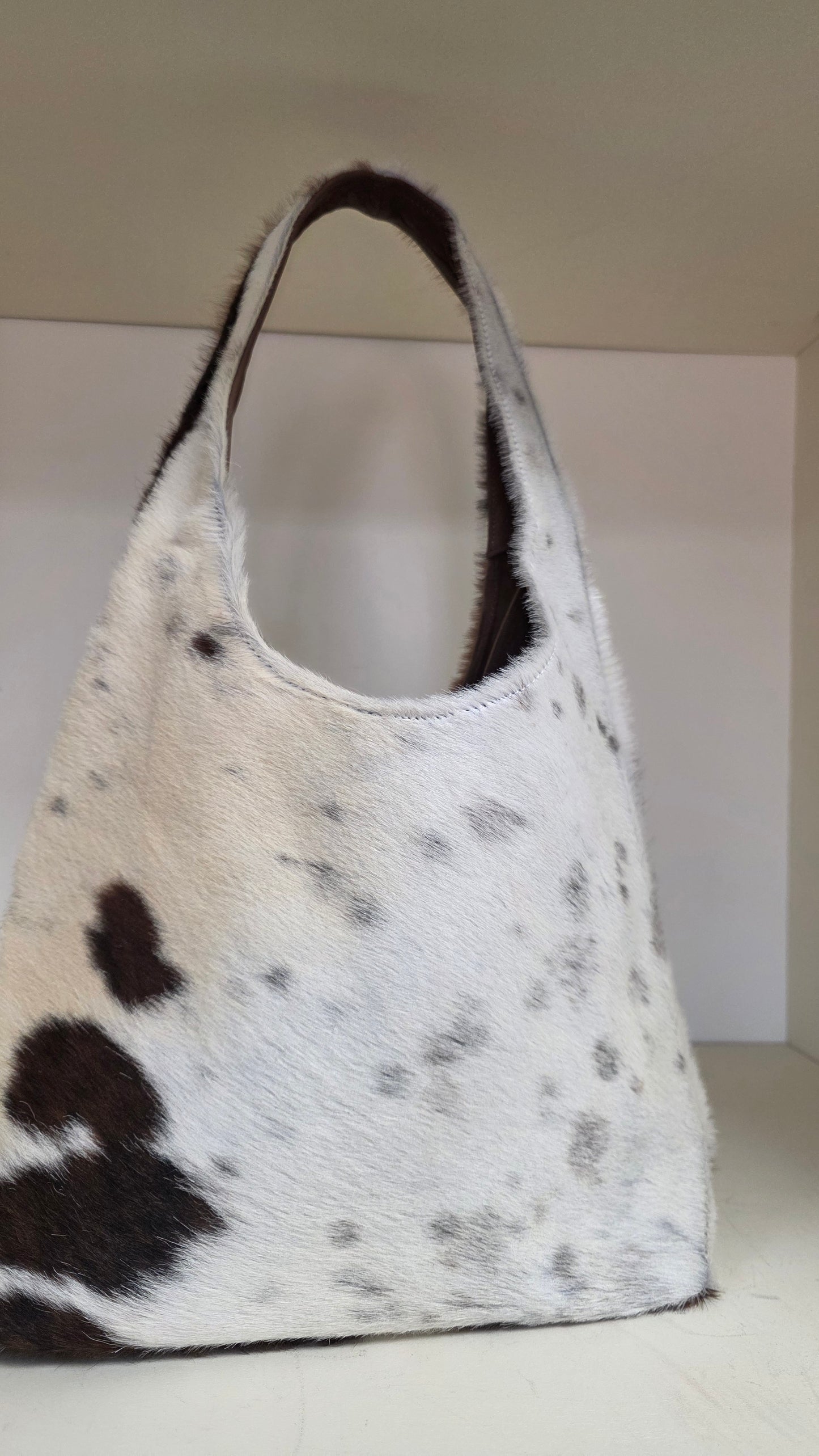Leather Hobo Bag with hair