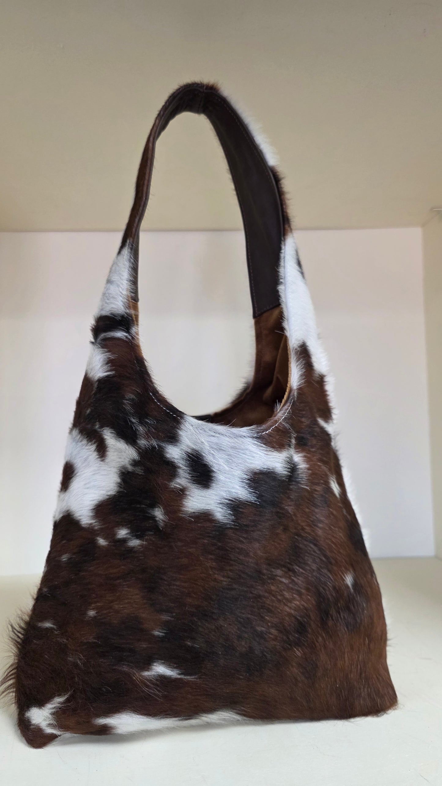 Leather Hobo Bag with hair